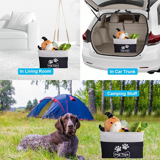 Large Dog Toy Basket Collapsible Dog Toy Box Shape Keeping Rectangle Dog Toy Bin for Pet Toys,Accessories