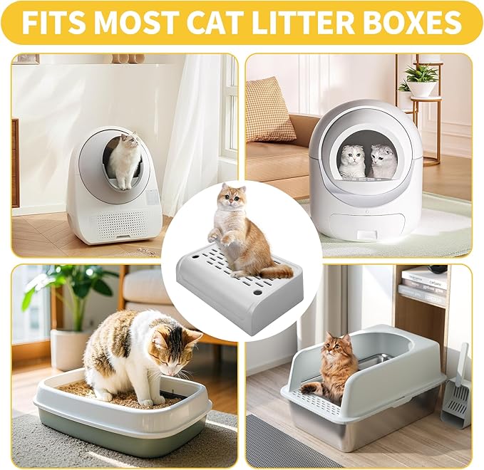 Litter Box Steps for Cats, Easy Clean Cat Litter Box Ramp for Older Cats & Kitten, Anti-Tracking Cat Step Pedal Stool with Filter Function 11.8x8.7x3.9in(Gray)