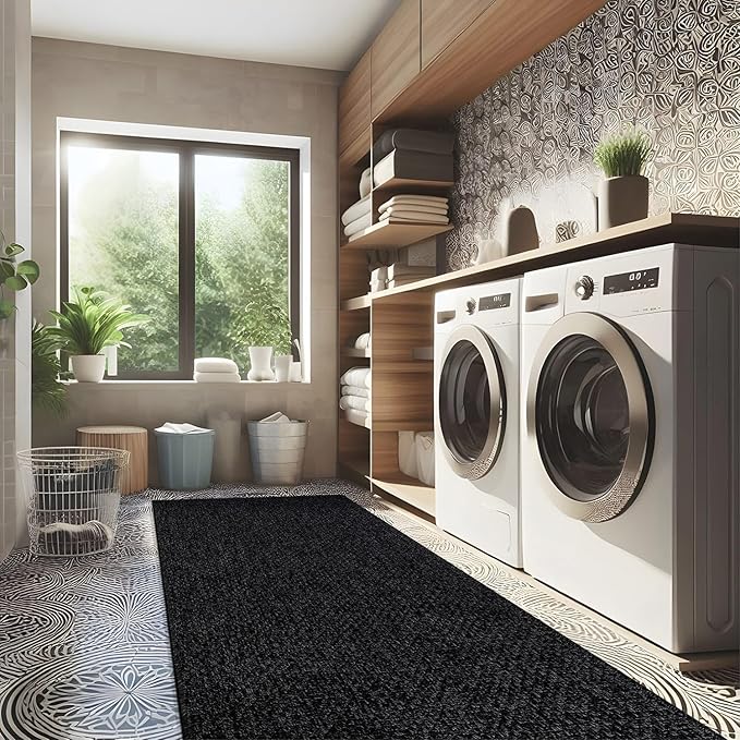 CAMILSON Easy Jute Rug 2x3, Indoor Outdoor Dark Gray Color Farmhouse Area Rugs for Living Room and Kitchen Rug, Solid Boho Woven Design, Easy-Cleaning, Washable Outside Carpet Alfombras (2 x 3)