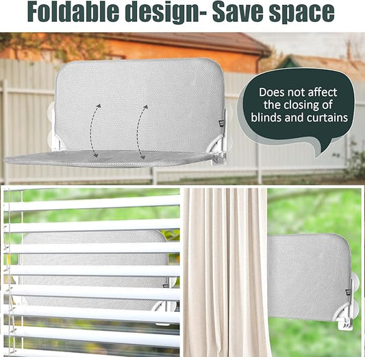 Sunhoo Cat Window Hammock Perch Cordless Perches Window Sill Seat Bed Foldable Stable Lounger Upgraded Suction Cup Easy Assembly Indoor Cats Kitty Shelf Hold Up to 55lbs(Grey,S