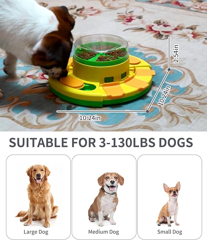 LiuMelinda Dog Puzzle Toy Mental Stimulation - Level 3 in 1 Dogs Food Feeder Puzzle, Dog Treat Puzzle Feeder (Level 2 in 1-Intermediate-Green Push)
