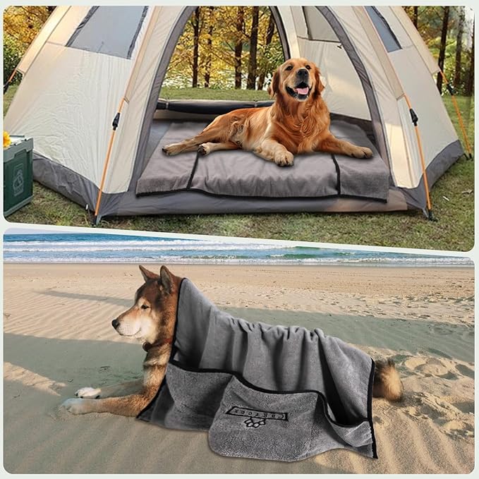 Microfiber Dog Grooming Bath Towel: Super Absorbent Soft Pet Grooming Towel Bath & Shower Supplies - Large Towels to Drying Dog Cat Pets Drying & Grommers (Gray, 1 Pcs)