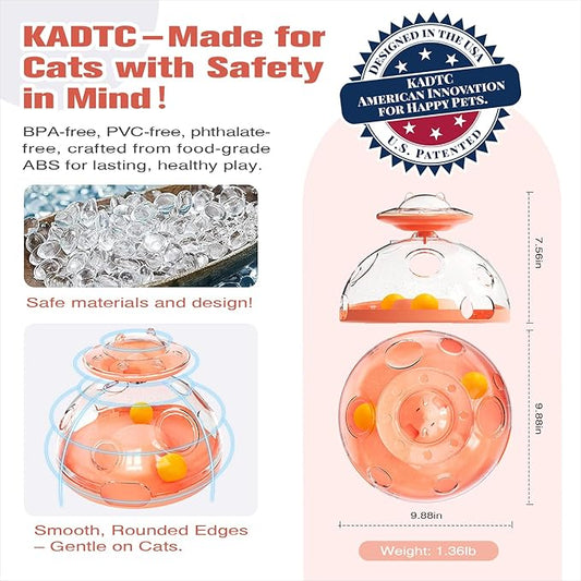 KADTC Large Size Cat Puzzle Toy - 2 Ways to Play - U.S. Brand, Design Treat Dispenser Toys & Foraging Balls For Indoor Cats Puzzles Feeder Kitten Enrichment Slow Feeding Interactive Brain-Teasing Game