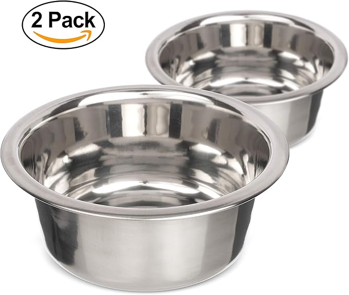 Neater Pet Brands 2.2 Cup (18 oz.) Stainless Steel Dog Bowls, Set of 2 Neater Feeder Replacement Bowls (Small Deluxe Model), Dog Food Bowl & Water Bowl, Dishwasher Safe Metal Dish for Cat & Small Dogs