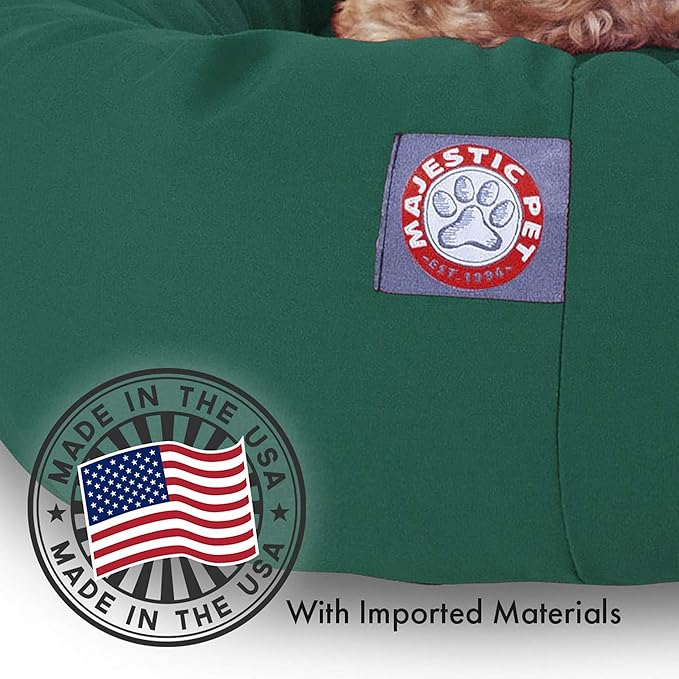 Majestic Pet 24 inch Green & Sherpa Bagel Dog Bed Products, 24.0"L x 19.0"W x 7.0"Th