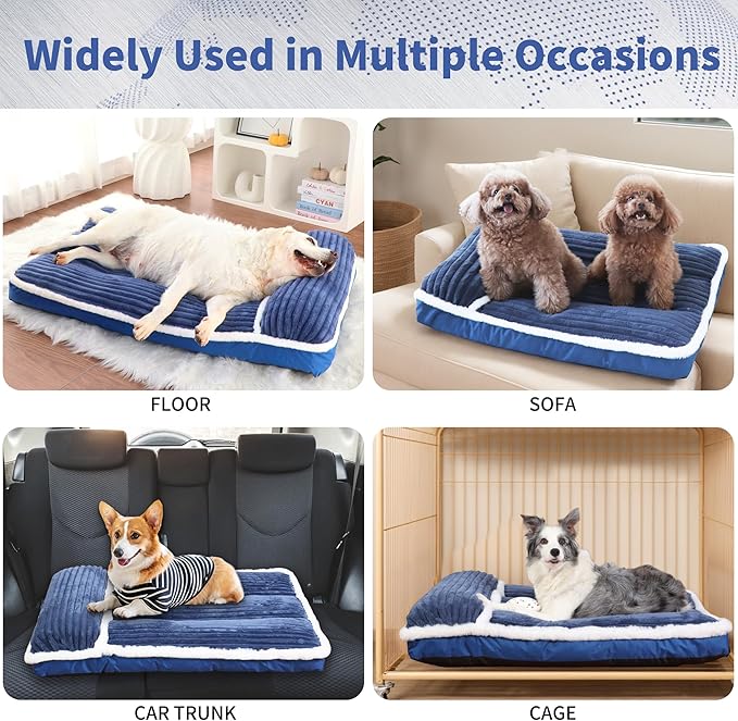 KHONSU PET Dog Bed with Pillow 3in Orthopedic Pad for Large Dogs up to 65 lbs Large Waterproof Removable Cover Machine Washable for Large Dogs
