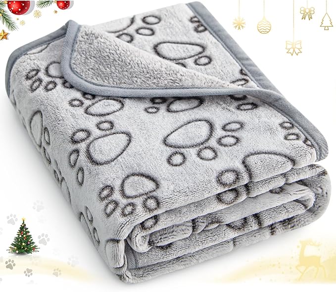 Stuffed® Premium Soft Dog Blanket Washable, 40"x32" Cat Blanket for Indoor Cats Large Medium Small Dog Puppy Essentials (Grey)