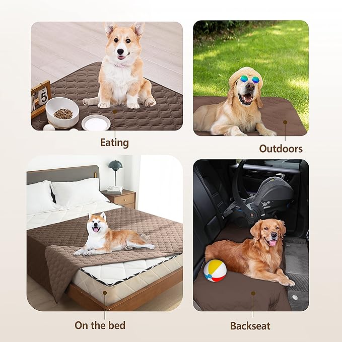 gogobunny 100% Double-Sided Waterproof Dog Bed Cover Pet Blanket Sofa Couch Furniture Protector for Puppy Large Dog Cat, Reversible (82x102 Inch (Pack of 1), Dark Chocolate/Light Chocolate)