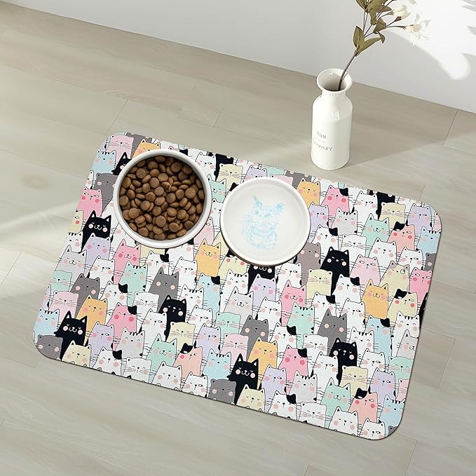 Pet Feeding Mat for Floors Waterproof Dog Mat for Food and Water Absorbent Quick Dry Non Slip mat for Cat Bowls