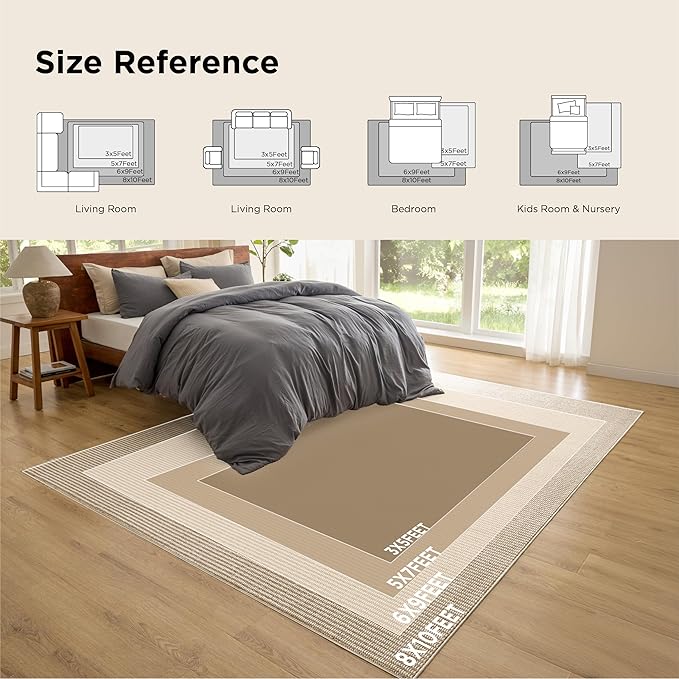 Bedsure 3x5 Faux Wool Area Rugs for Living Room, Machine Washable Carpet, Non-Slip Backing, Pet Friendly Throw Rug for Bedroom Dining Room, Cream