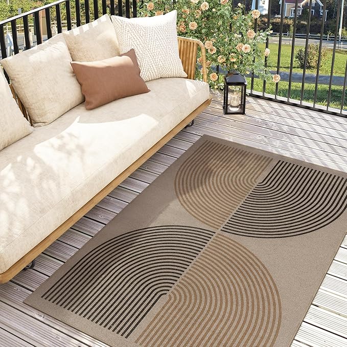 Lahome Modern Rainbow Easy Jute 3x5 Patio Rug, Washable Rugs for Entryway Farmhouse Non Slip Indoor Door Mat, Contemporary Throw Carpet for Entry Mudroom Porch Decor