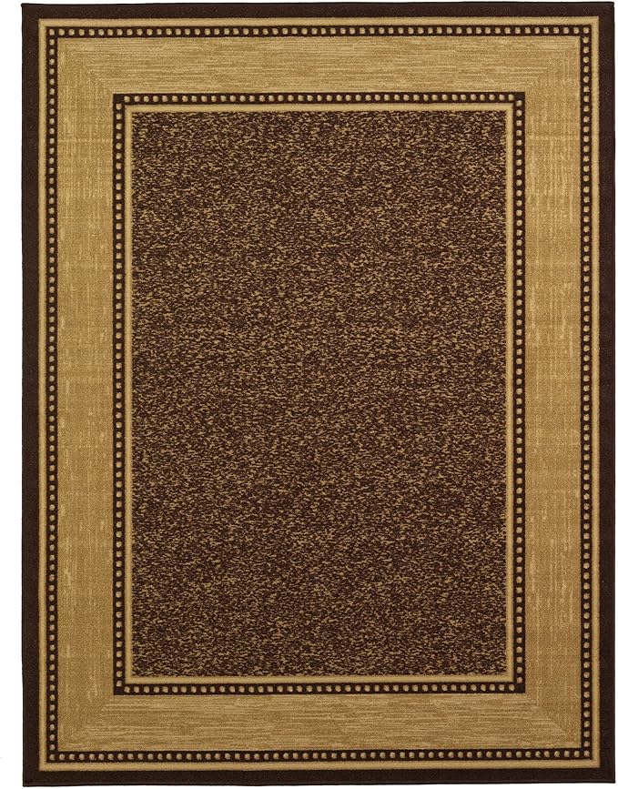 Ottomanson 5' x 6'6" Rugs for Living Room Border Area Rug for Bedroom - Non Slip Durable Large Floor Carpet for High Traffic Areas - Indoor Rug for Dining Room Kitchen Kids Playroom, Brown