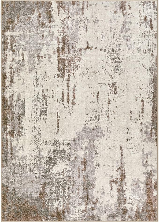 8x10 Area Rug Living Room Rugs - Washable Neutral Modern Abstract Soft Thin Rug Indoor Floor No Slip Rug Carpet for Bedroom Under Dining Table Home Office Decor - Brown/Grey/Beige