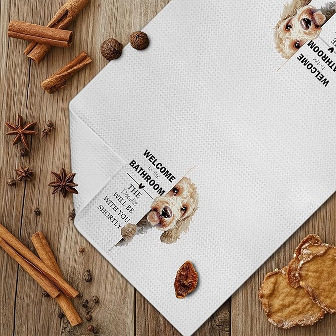 LUKIPOM281 Funny Goldendoodle Gifts Hand Towels, You Will Never Pee Alone Funny Bathroom Hand Towels, Goldendoodle Dog Bathroom Decor, 24x16Inches