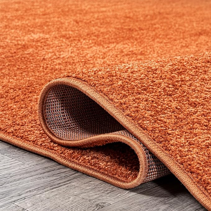 JONATHAN Y Haze Solid Low-Pile Orange 5x5 Square Indoor Area Rug, Coastal,Bohemian,Minimalist,Classic, Easy-Cleaning for Living Room,Bedroom,Kitchen,Pet Friendly,Non-Shedding (SEU100M-5SQ)