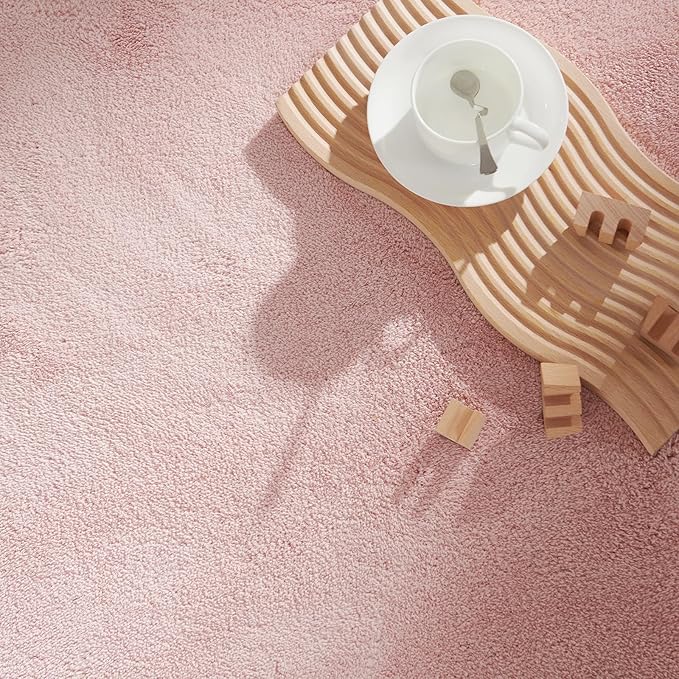 jinchan Solid Plush Runner Rug 2x5 Performance Shaggy Washable Hallway Rug Soft Modern Faux Wool Cozy Non Slip Carpet for Bedroom Laundry Room Living Room Kids Nursery Pink