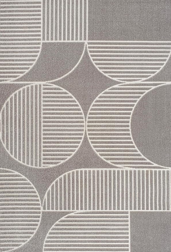 JONATHAN Y Nordby High-Low Arch Striped Gray/Cream Indoor/Outdoor Area Rug, 5x8, Contemporary, Bohemian, Transitional for Bedroom,Kitchen,Living Room,Non Shedding (SCN104C-5)