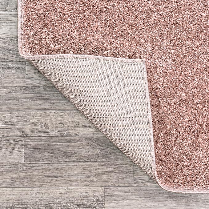 JONATHAN Y Haze Solid Low-Pile Pink 7x7 Square Indoor Area Rug, Coastal,Bohemian,Minimalist,Classic, Easy-Cleaning for Living Room,Bedroom,Kitchen,Pet Friendly,Non-Shedding (SEU100P-7SQ)