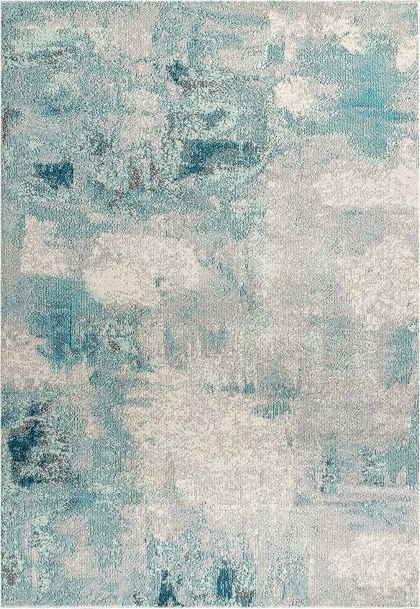 JONATHAN Y Modern Abstract Vintage Cream/Blue Indoor Area Rug, 4x6, Contemporary POP, Transitional, Easy-Cleaning for Living Room, Bedroom, Kitchen, Pet Friendly, Non-Shedding (CTP104A-4)
