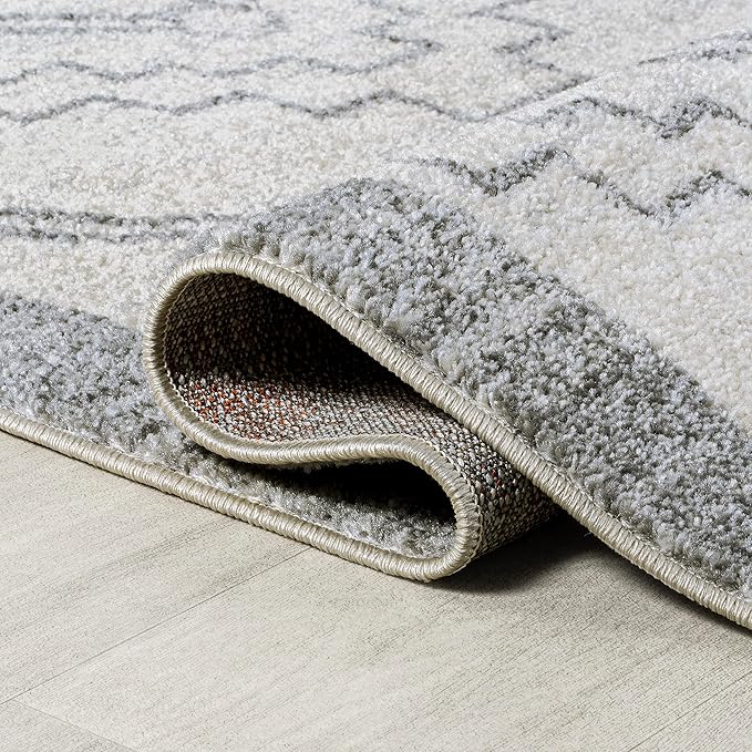 JONATHAN Y Amir Moroccan Beni Souk Cream/Gray 5' Round Indoor Area Rug, Bohemian, Scandinavian, Easy-Cleaning for Living Room, Bedroom, Kitchen, Pet Friendly, Non-Shedding (MOH200B-5R)