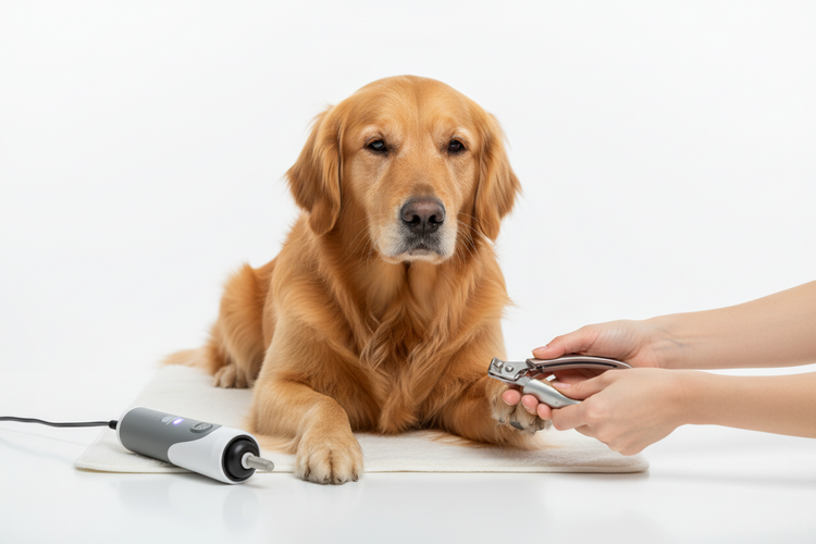 Pet nail care using a clipper or grinder for safe and precise trimming