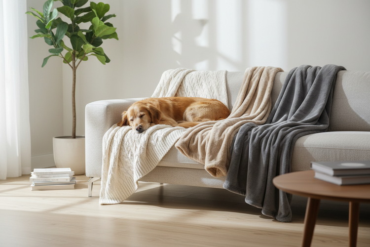 Soft pet blankets and throws providing warmth and comfort for dogs at home or travel