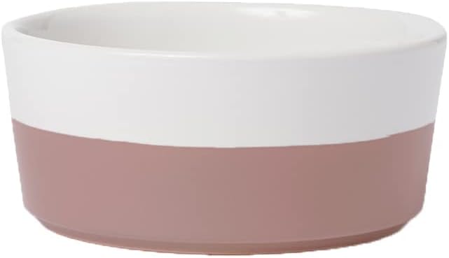 Waggo Dipper Ceramic Dog Bowl for Small and Large Breeds - Heavyweight and Durable Pet Food and Water Dish Crock, Dishwasher Safe, Modern (Mauve, Small)