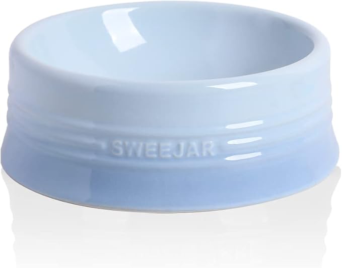 Sweejar Gradient Dog Bowl, Ceramic Dog Food Dish for Large Dogs and Large Cat, Porcelain Pet Bowl for Food and Water 32 oz (Gradient Light Blue)