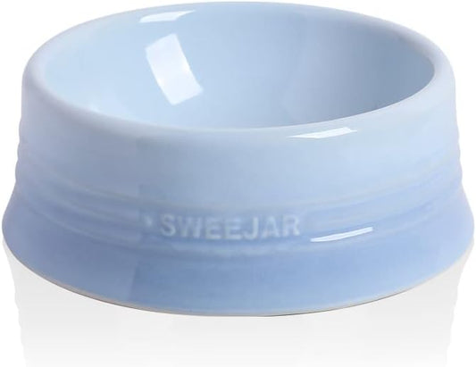 Sweejar Gradient Dog Bowl, Ceramic Dog Food Dish for Medium Dogs and Cat, Porcelain Pet Bowl for Food and Water 18 oz (Gradient Light Blue)