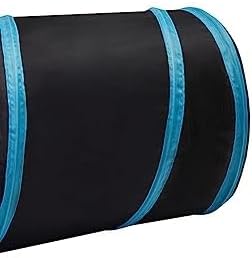 Cat Tunnel Tube Toy Collapsible 3 Way Black Blue, Pet Tunnels for Indoor Cats, Play Tubes with Hanging ball Perfect for Kitten, Puppy, Rabbit, Interactive Toys for Fun Playtime & Exercise