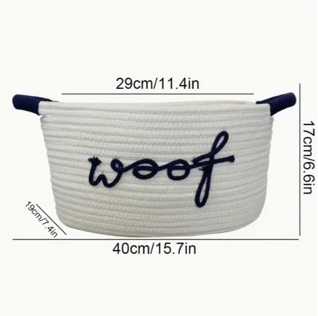 Triangle Pet Toy Basket Woven Puppy Bin -Durable Handle Storage Box for Organizing Dog Toys, Blankets & Accessories