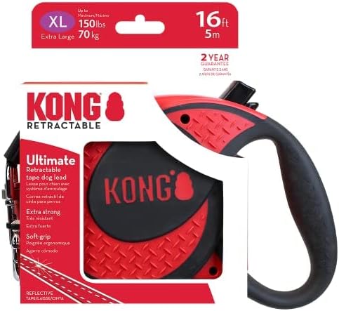 Alcott Kong Ultimate Retractable Dog Leash, Extra Large, Red, 16' Long
