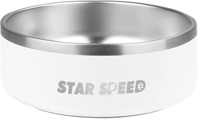 StarSpeed 42oz Stainless Steel Dog Bowls with Rubber Bottom Non-Slip Double Wall Metal Outdoor Dog Food and Water Bowls Weighted Insulated Pet Feeding Bowl for Small,Medium Sized Dogs or Cats