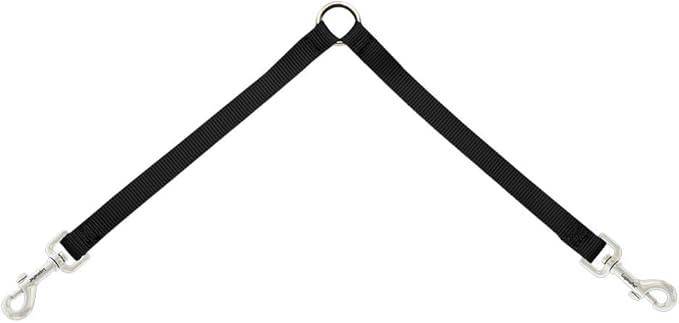 Coupler for Walking Two Medium or Larger Dogs Together, 3/4" Wide Black by Lupine, 24" Long