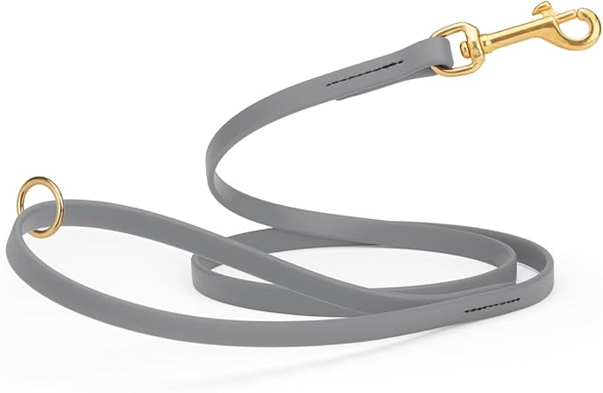 Viper Biothane K9 Working Dog Leash Waterproof Lead for Tracking Training Schutzhund Odor-Proof Long Line with Solid Brass Snap for Puppy Medium and Large Dogs 4ft, Battleship Gray