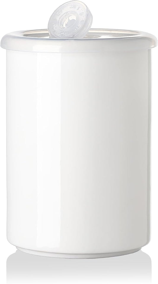 Sweejar Ceramic Food Storage Jar, Salt Container with Airtight Plastic Lid & Date Tracker, 28 Oz Kitchen Canisters for Flour, Rice, Sugar, Coffee, Spices, Pantry Organization (White)