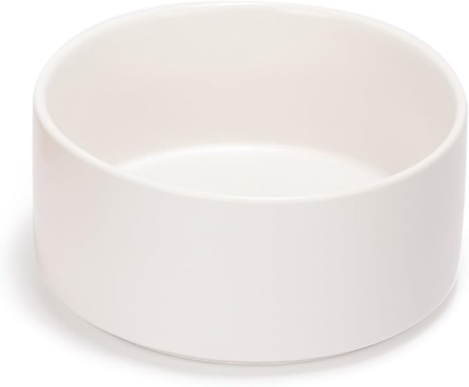 SPUNKYJUNKY 28.7OZ Ceramic Dog and Cat Bowl, Modern Cute Weighted Food Water Bowl for Replacement White (1 Pack)