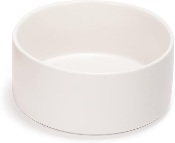 SPUNKYJUNKY 60OZ Ceramic Dog and Cat Bowl, Modern Cute Weighted Food Water Bowl for Replacement White (2 Pack)