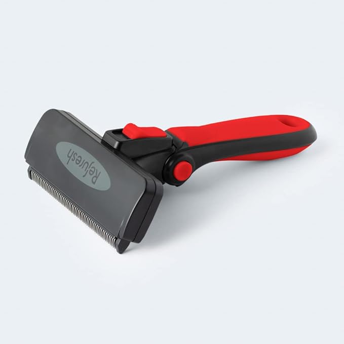 Deshedding Slicker Brush for Short Hair Dogs, Cats & Pets - Lightweight Brush for Shedding, Massaging & Grooming - Dematting Comb & Deshedder Supplies- large, red