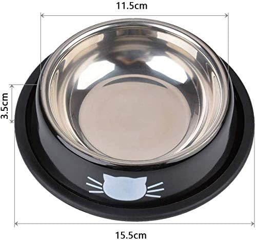 3 PCS Cat Bowls, SUOXU Stainless Steel Pet Bowls Non-Skid Base Leak-Proof Cats Food Bowl, Metal Cat Feeding Bowls for Cats