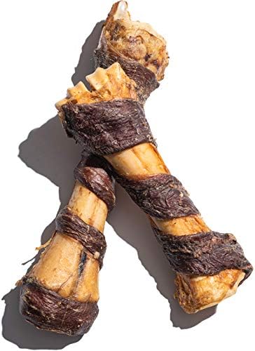 Jack&Pup 8-11” Twist Shin Bones, Roasted Meaty Beef Bone for Dogs – Long Lasting Natural Dog Bones, Big Dog Bone for Large Dogs (3 Pack)