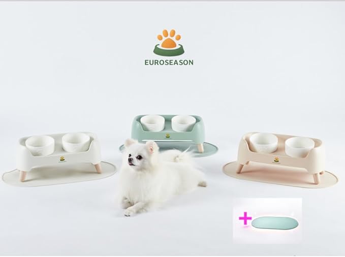 Premium Adjustable Height Ceramic Elevated Dog Bowl Set — Modern Ergonomic Raised Feeder for Small to Large Dogs | Luxury Non-Slip Tilted Stand, Easy to Clean Pet Feeding Station (White)