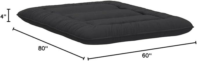 MAXYOYO Japanese Floor Mattress Futon Mattress, 4" Thicken Tatami Mat Sleeping Pad Foldable Roll Up Mat Boys Girls Dormitory Pad Kids Floor Lounger Pillow Bed, Black, Queen