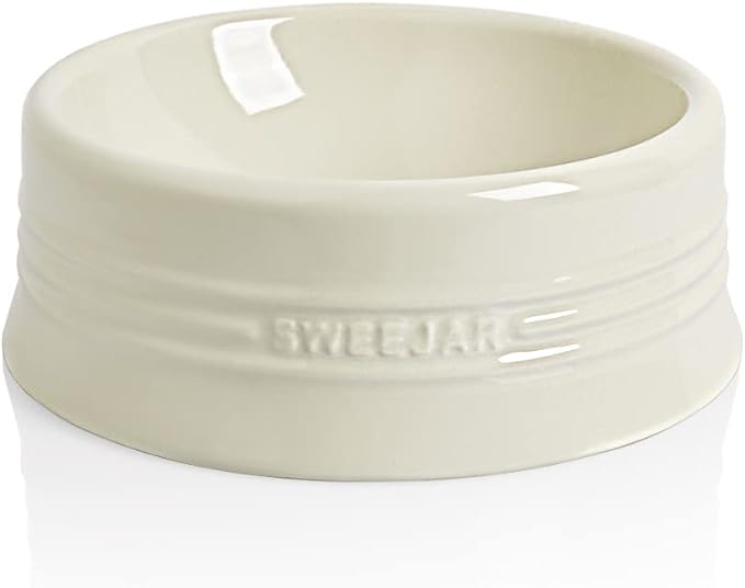 Sweejar Gradient Dog Bowl, Ceramic Dog Food Dish for Large Dogs and Large Cat, Porcelain Pet Bowl for Food and Water 32 oz (Beige)