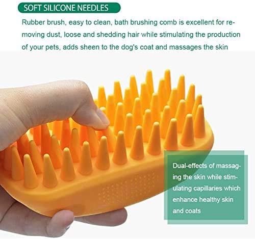 Pet Silicone Shampoo Brush for Long & Short Hair, Pink ( New ), Medium Large Pets Dogs Cats, Silicone Shower Wash Curry Brush, Massage Comb