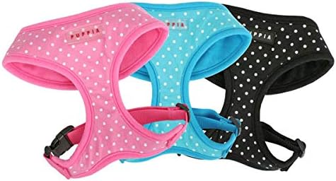 Puppia Dotty Dog Harness Over-The-Head No Pull No Choke Walking Training Adjustable for Small & Medium Dog, Medium, Sky Blue