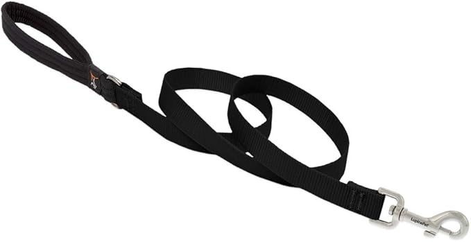 Dog Leash by Lupine in 3/4" Wide Black 4-Foot Long with Padded Handle