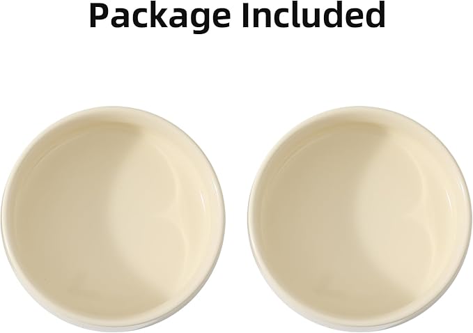 Ceramic Set of 2 Dog Bowls, Food and Water Bowls for Dogs, Puppy, 2pcs Pet Dishes(6inch, 2 x Beige Bowls)