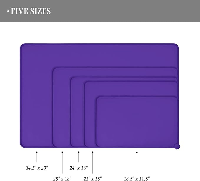 Waterproof Pet Feeding Mat with High Raised Edges, Heavier and Thicker Placemats for Cat Dog Water Bowl with BPA Free, Dogs Cats Food Mats for Messy Drinkers to Prevent Spill and Protect Floors