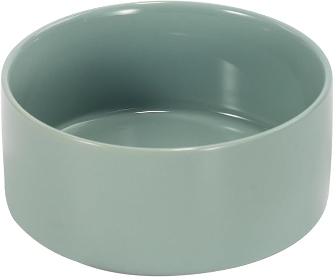 SPUNKYJUNKY 42OZ Ceramic Dog and Cat Bowl, Modern Cute Weighted Food Water Bowl for Replacement Morandi Green (2 Pack)
